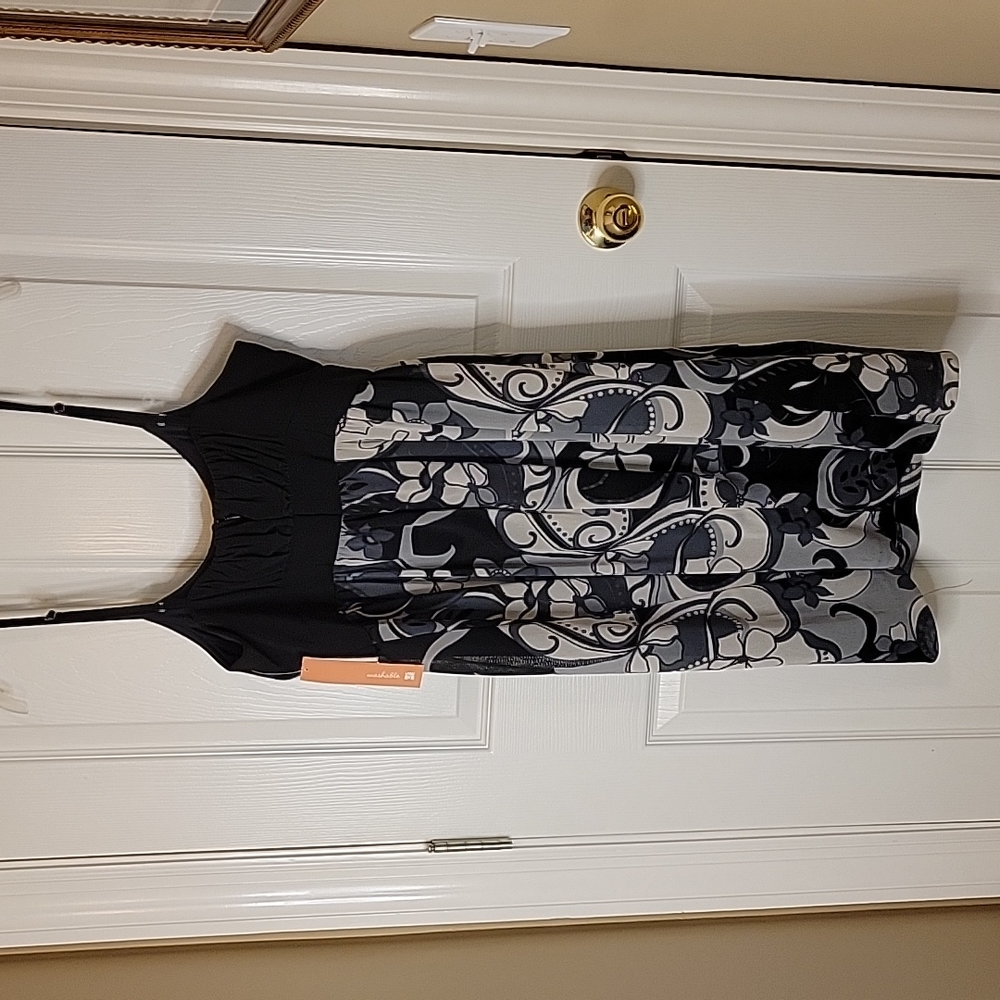 Dress Barn 12 Dress Black Gray Straps New Beaded Sundress - Picture 8 of 8
